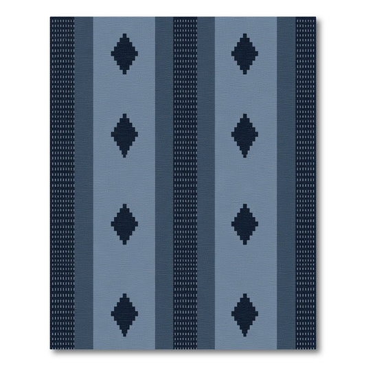 Indigo Diamond Stripe With Dotted Accents Rug