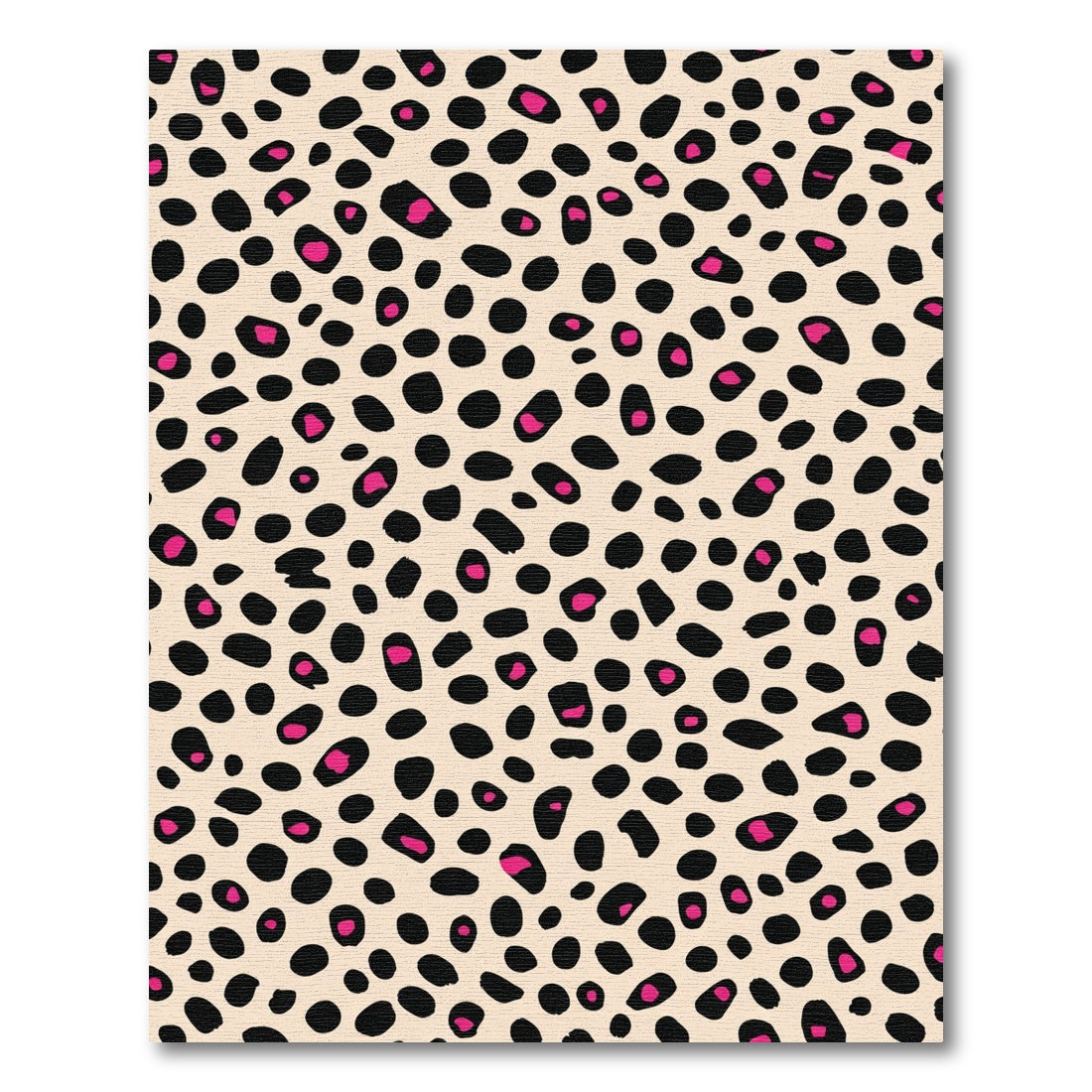 Pink Black Spotted Leopard Print Tan Rug