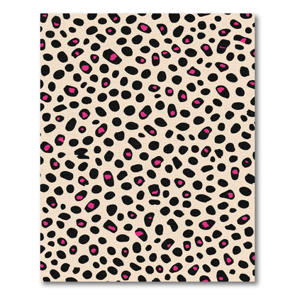 Pink Black Spotted Leopard Print Tan Rug