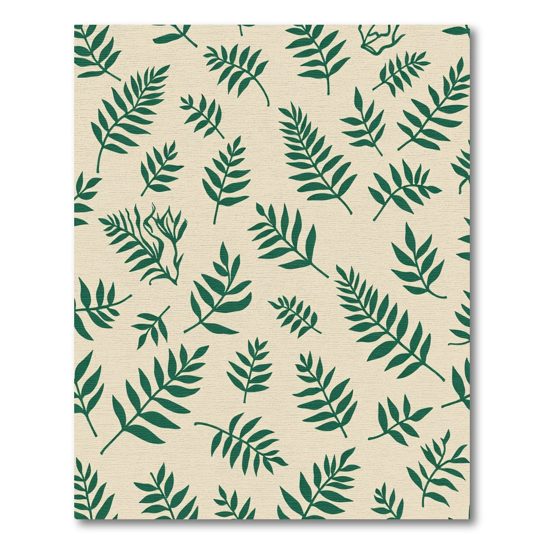 Deep Green Fern Leaf Botanical Rug