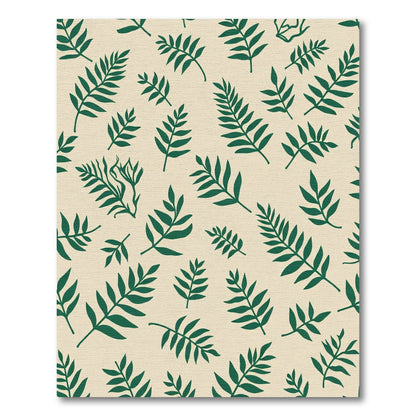 Deep Green Fern Leaf Botanical Rug