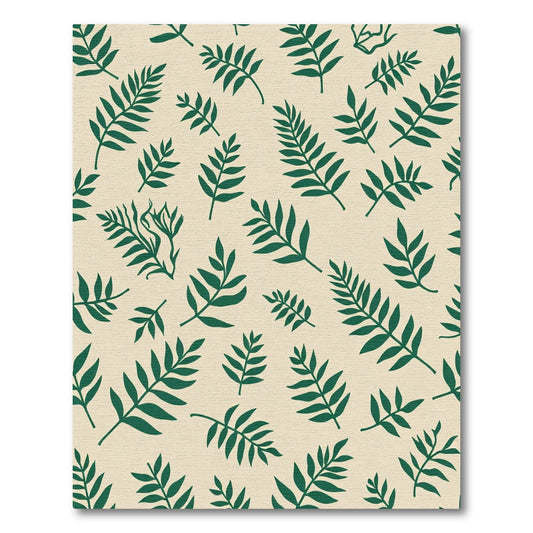Deep Green Fern Leaf Botanical Rug