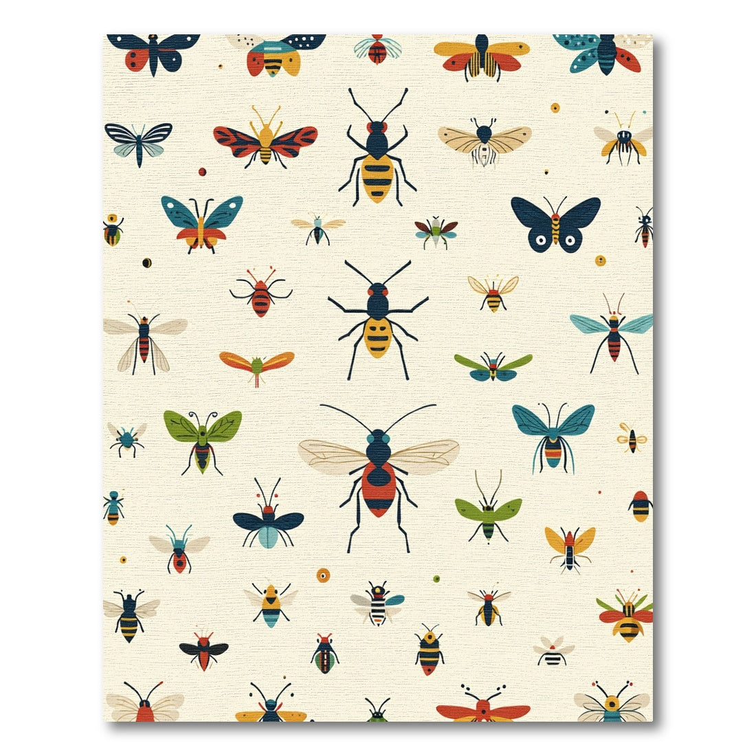 Whimsical Colorful Insect Collection Rug