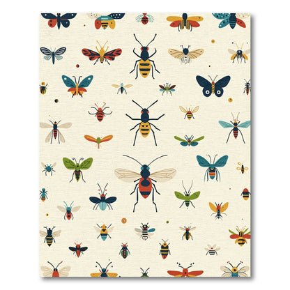 Whimsical Colorful Insect Collection Rug