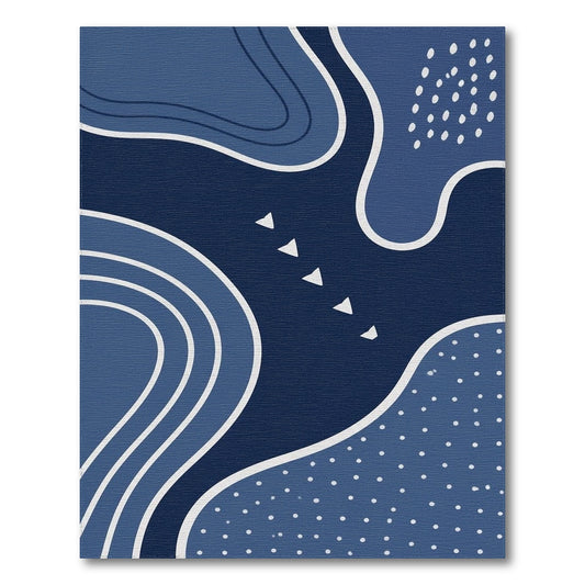 Geometric Modern Blue and Teal Blue Wave Abstract Area Rug