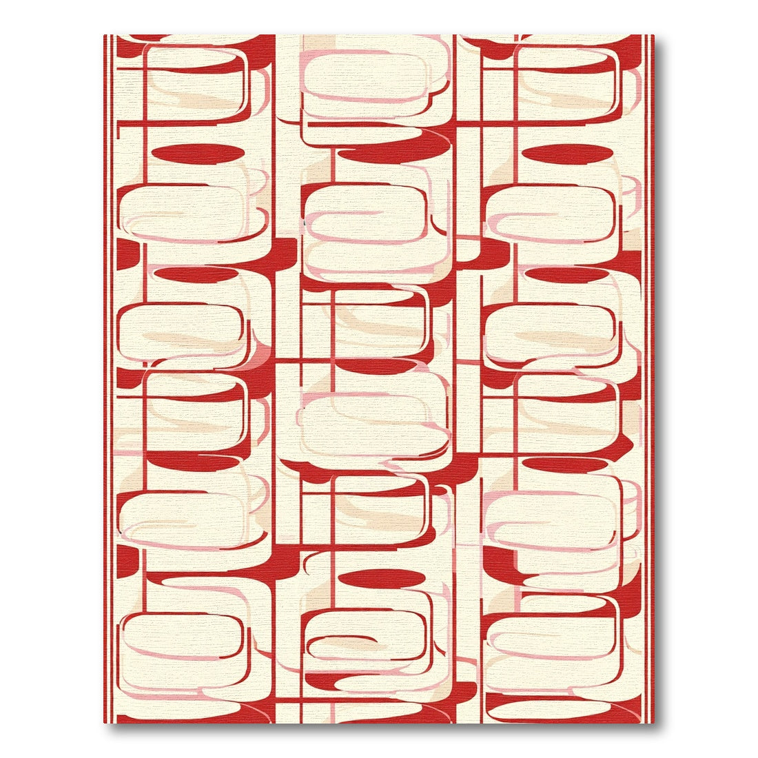 Retro Red Oval Grid Arrangement Rug