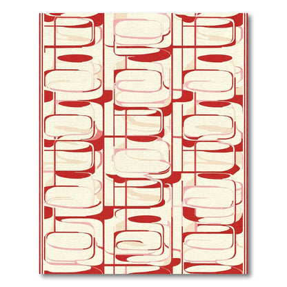 Retro Red Oval Grid Arrangement Rug