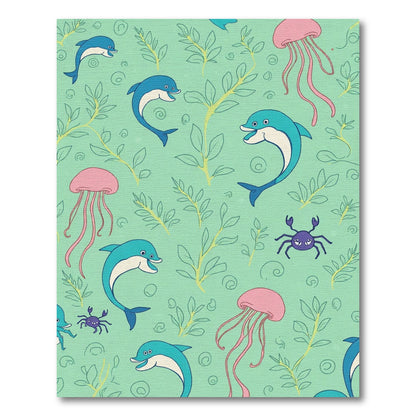 Aqua Dolphins Jellyfish With Seaweed Rug