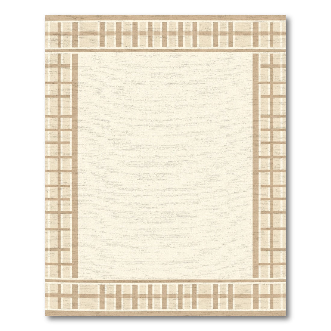 Cream Beige Checkered Border Rug