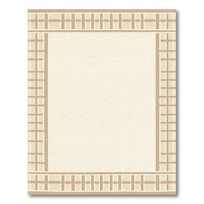 Cream Beige Checkered Border Rug