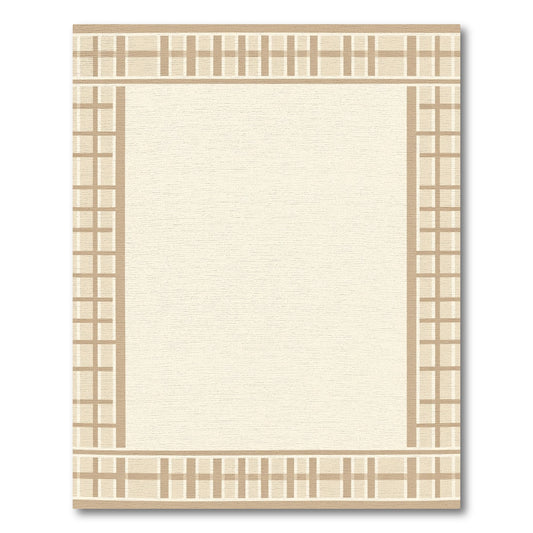 Cream Beige Checkered Border Rug
