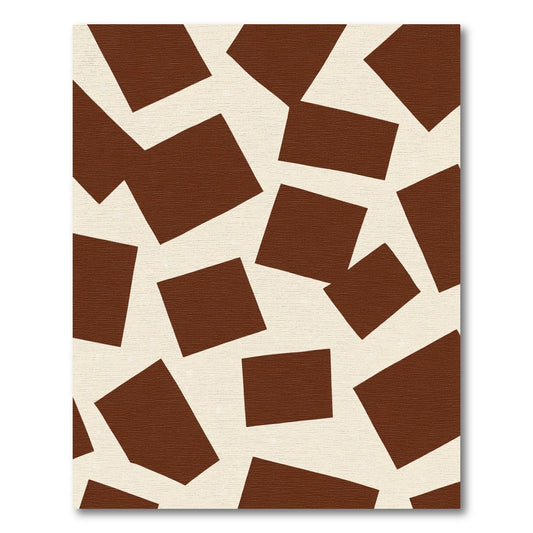 Abstract Brown Geometric Shapes Collage Rug