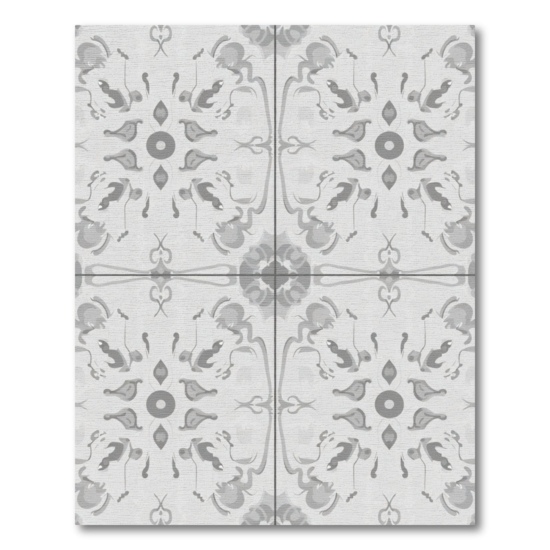 Silver Floral Medallion Symmetry Rug