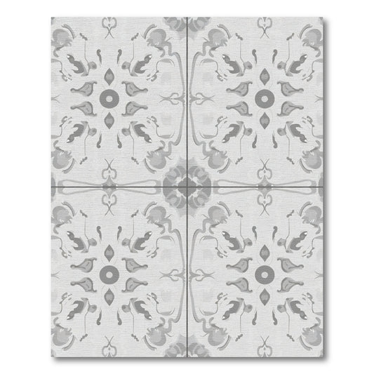 Silver Floral Medallion Symmetry Rug