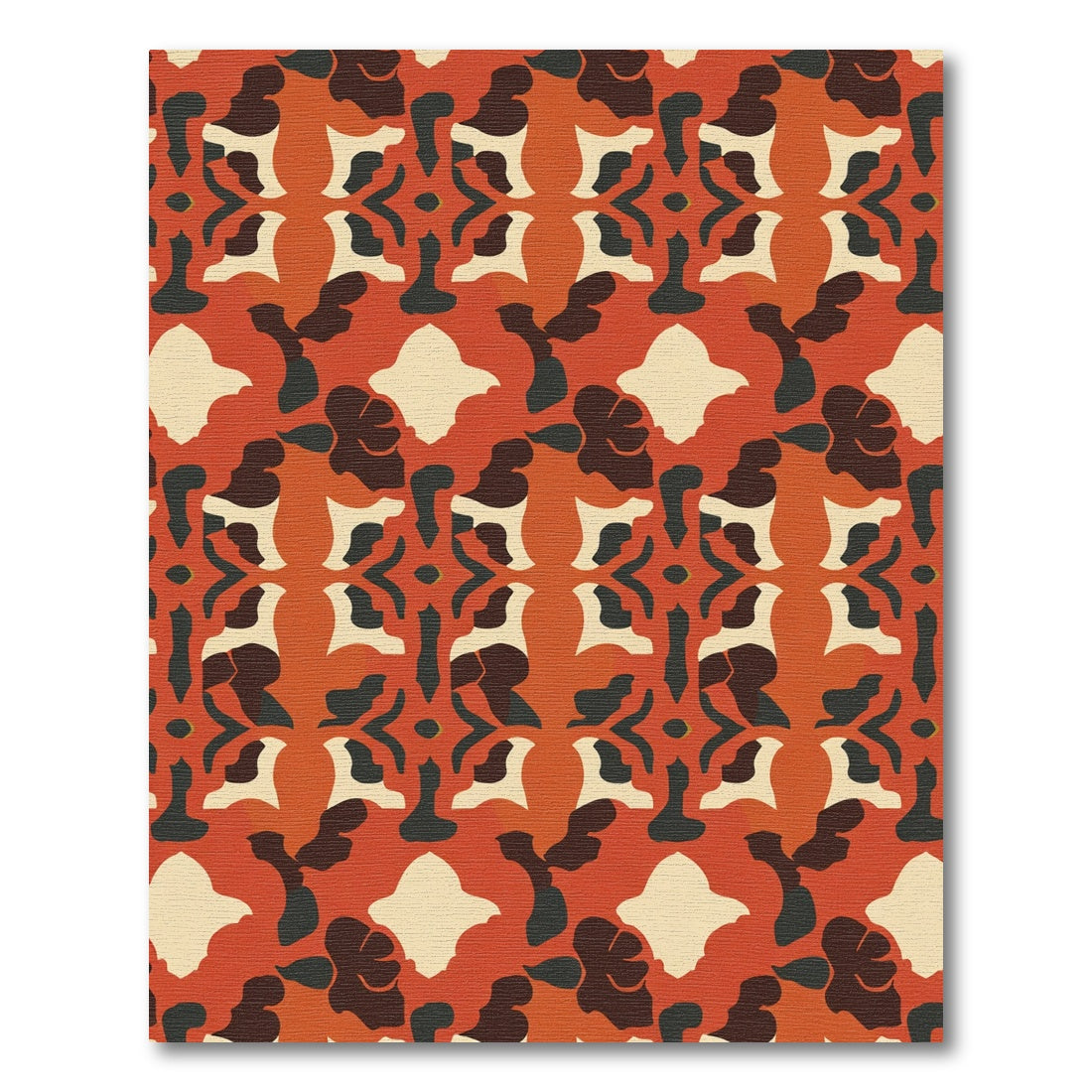 Retro Terracotta Abstract Organic Blocks Rug