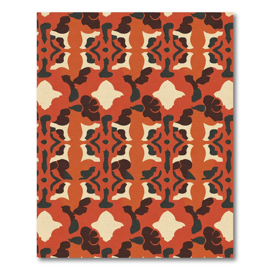 Retro Terracotta Abstract Organic Blocks Rug