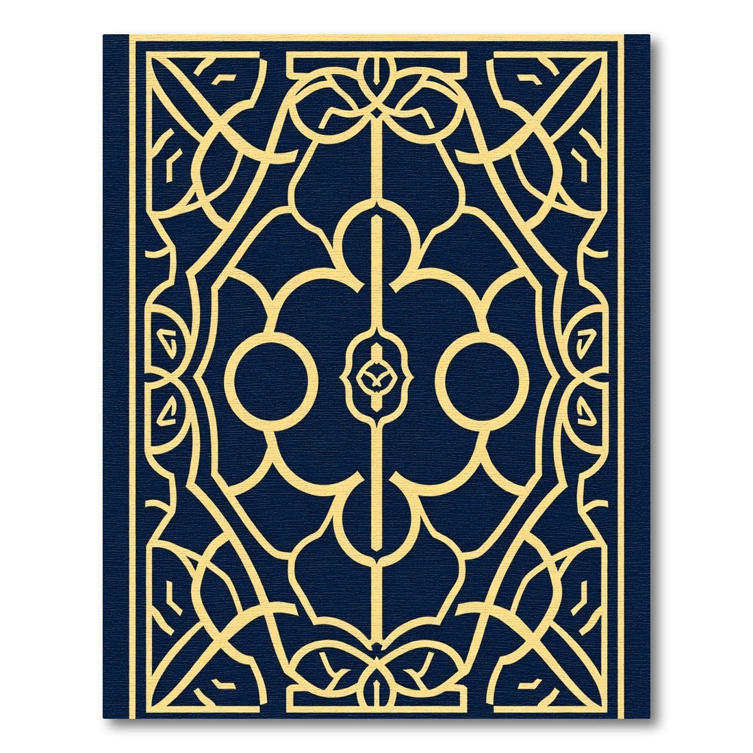 Navy Blue Golden Geometric Lattice Rug