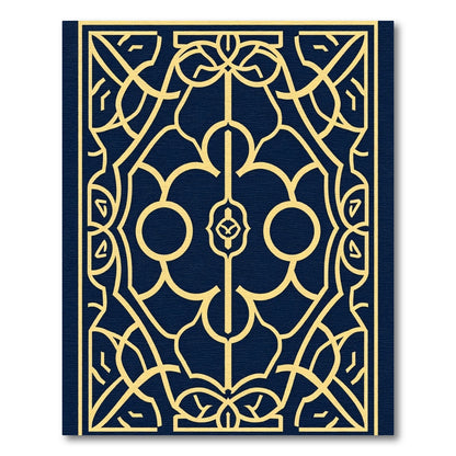 Navy Blue Golden Geometric Lattice Rug