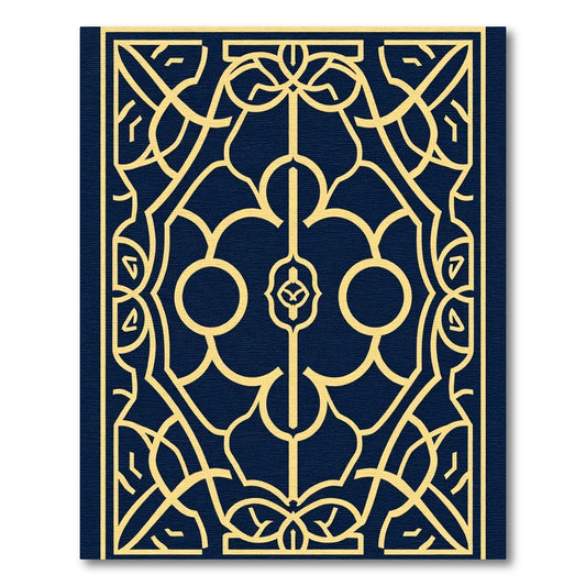 Navy Blue Golden Geometric Lattice Rug