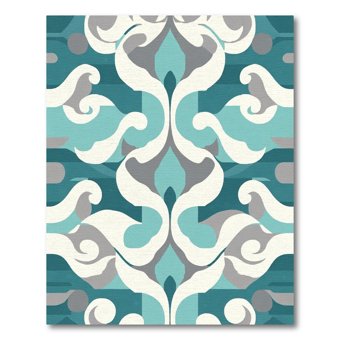 Turquoise White Gray Contemporary Swirl Rug