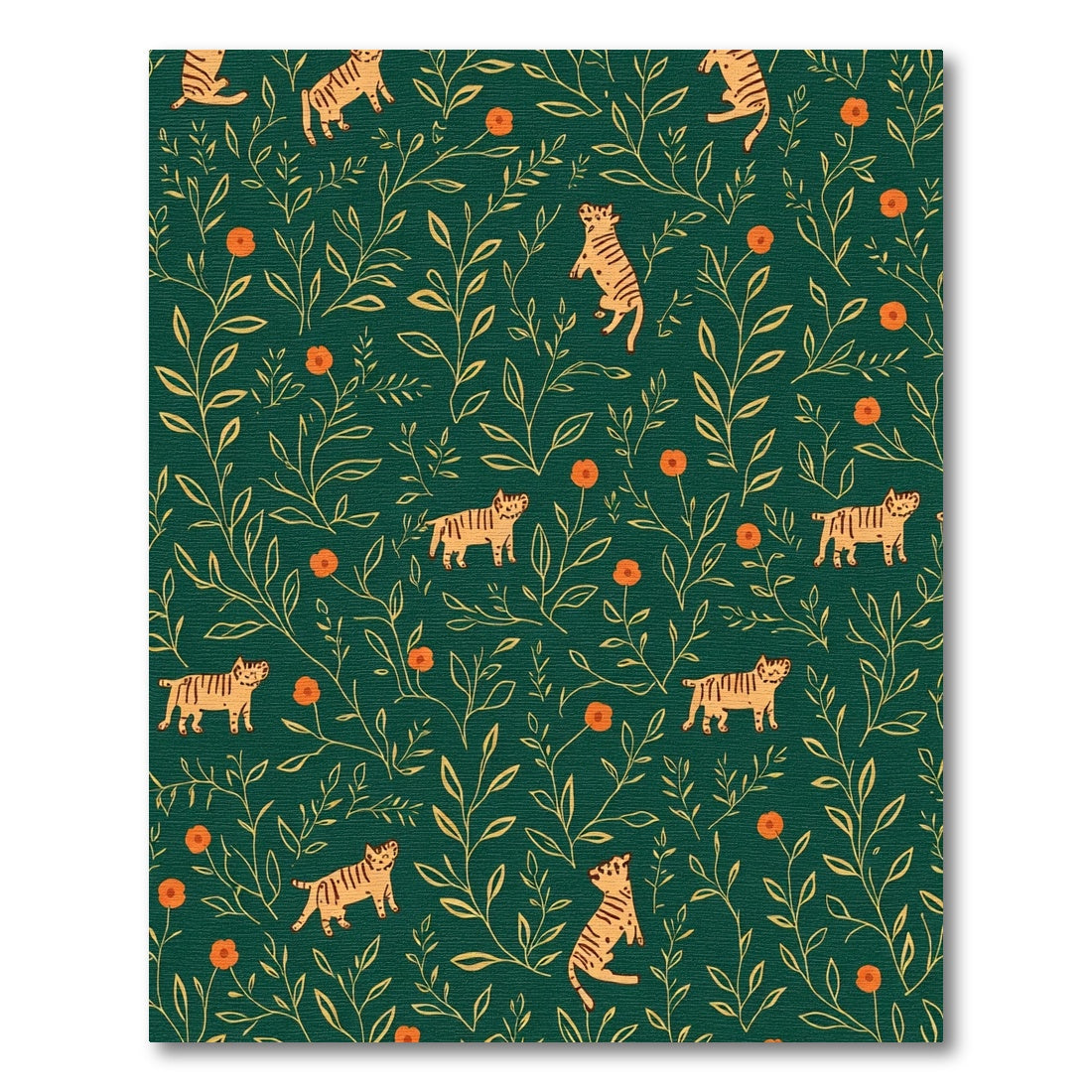 Tigers Among Oranges Botanical Emerald Rug