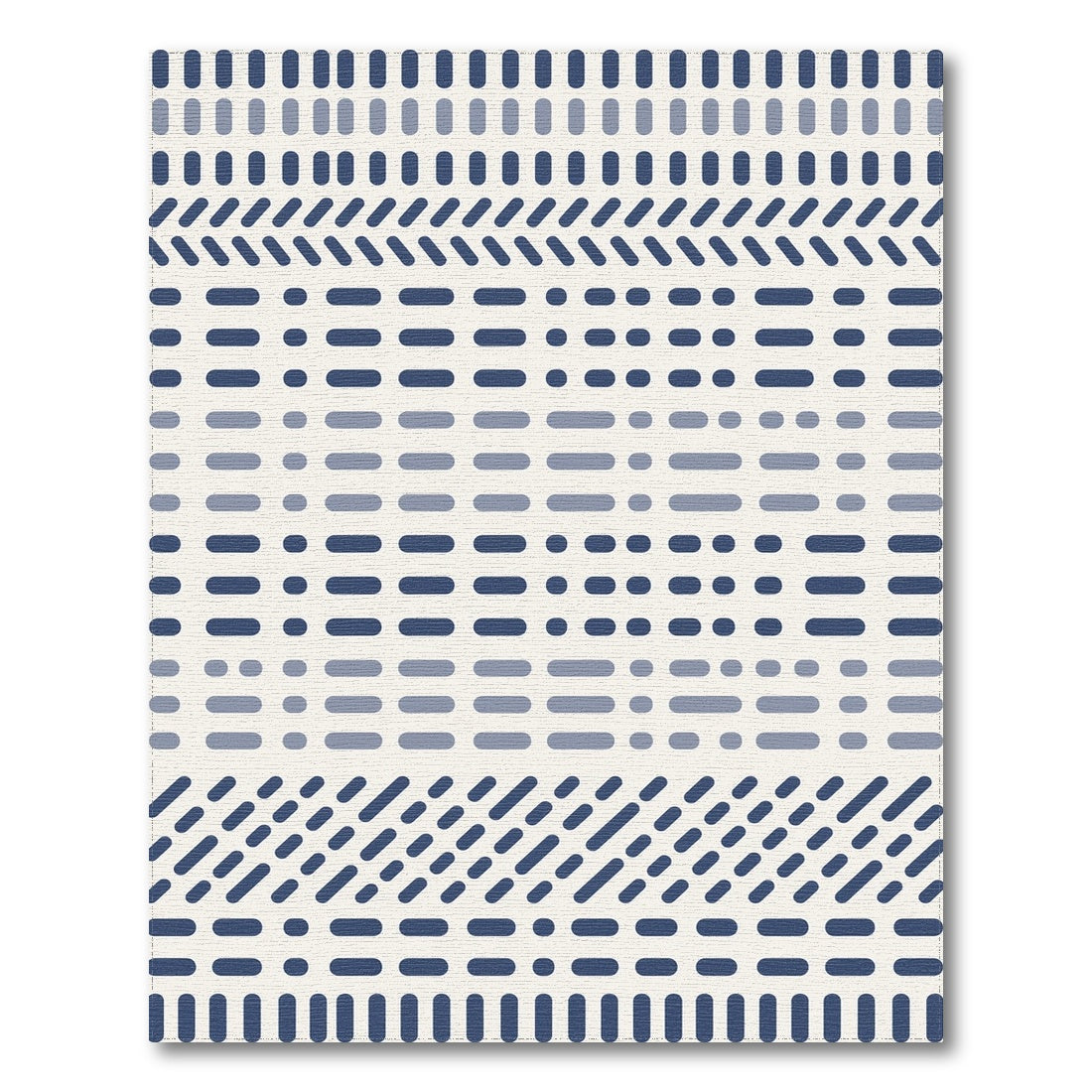 Blue Geometric Washable Area Rug