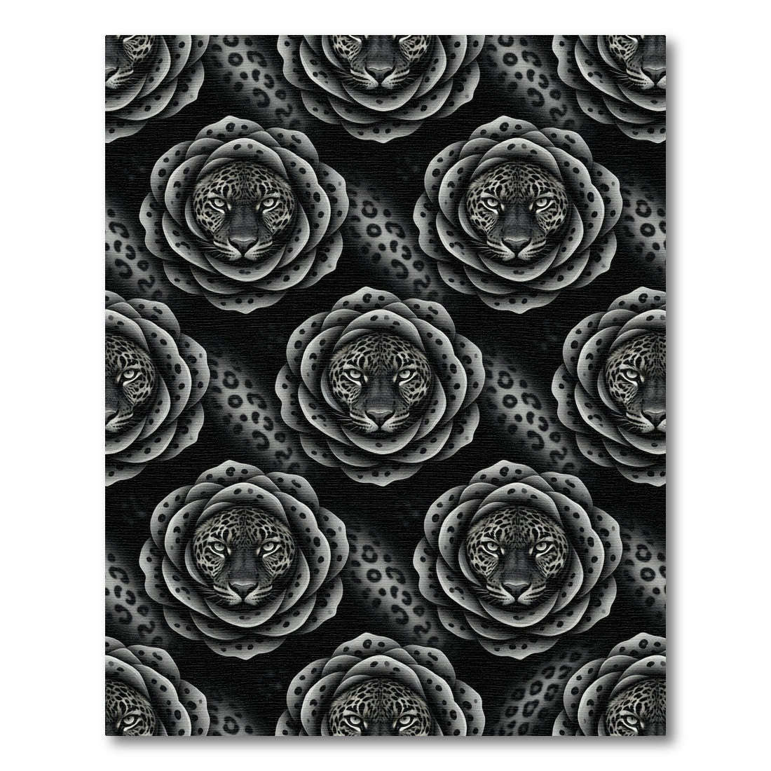 Monochromatic Leopard Rose Floral Rug