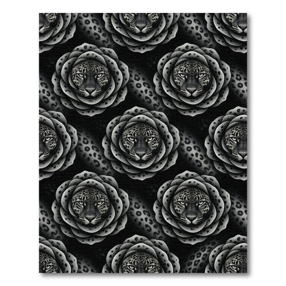 Monochromatic Leopard Rose Floral Rug