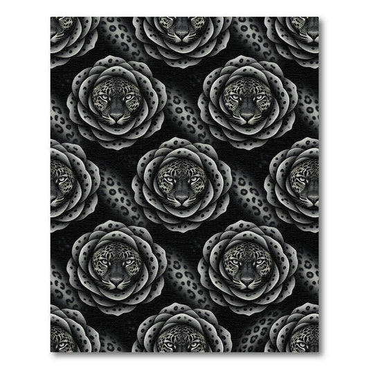 Monochromatic Leopard Rose Floral Rug