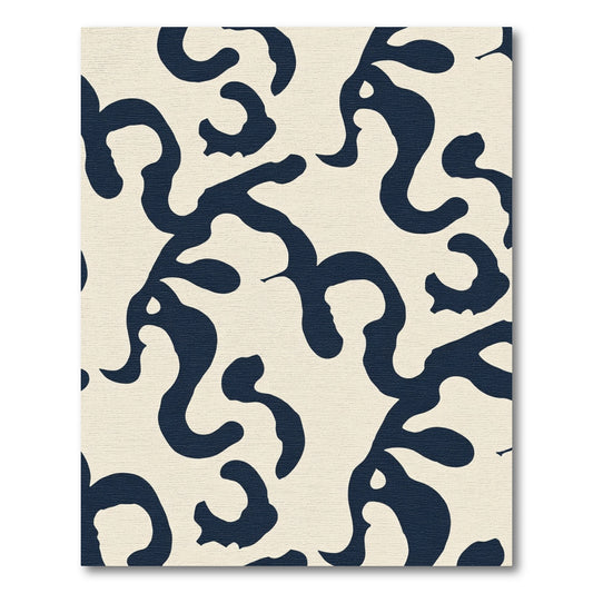 Navy Organic Swirl Cream Accent Rug