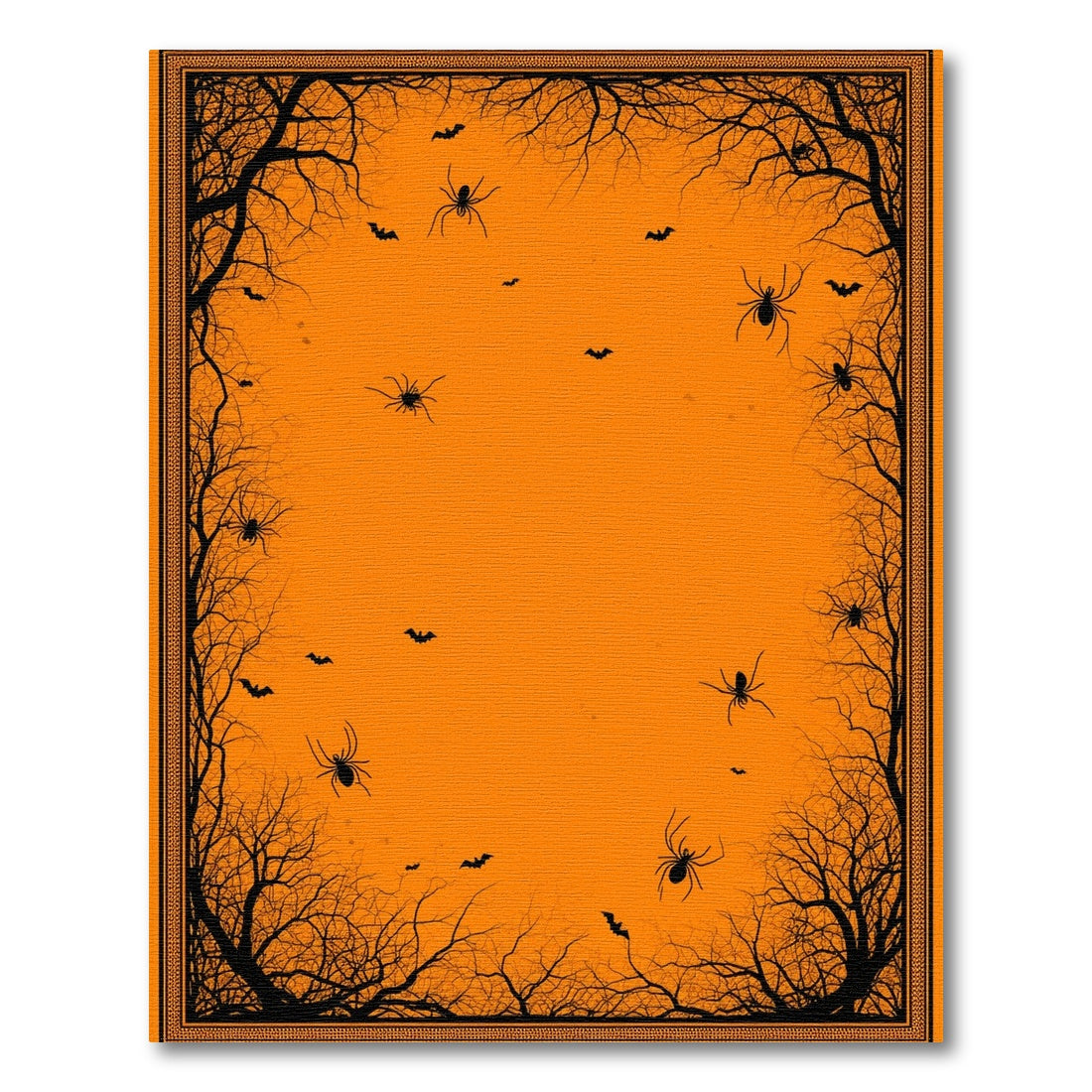 Orange Halloween Spider Bat Washable Area Rug