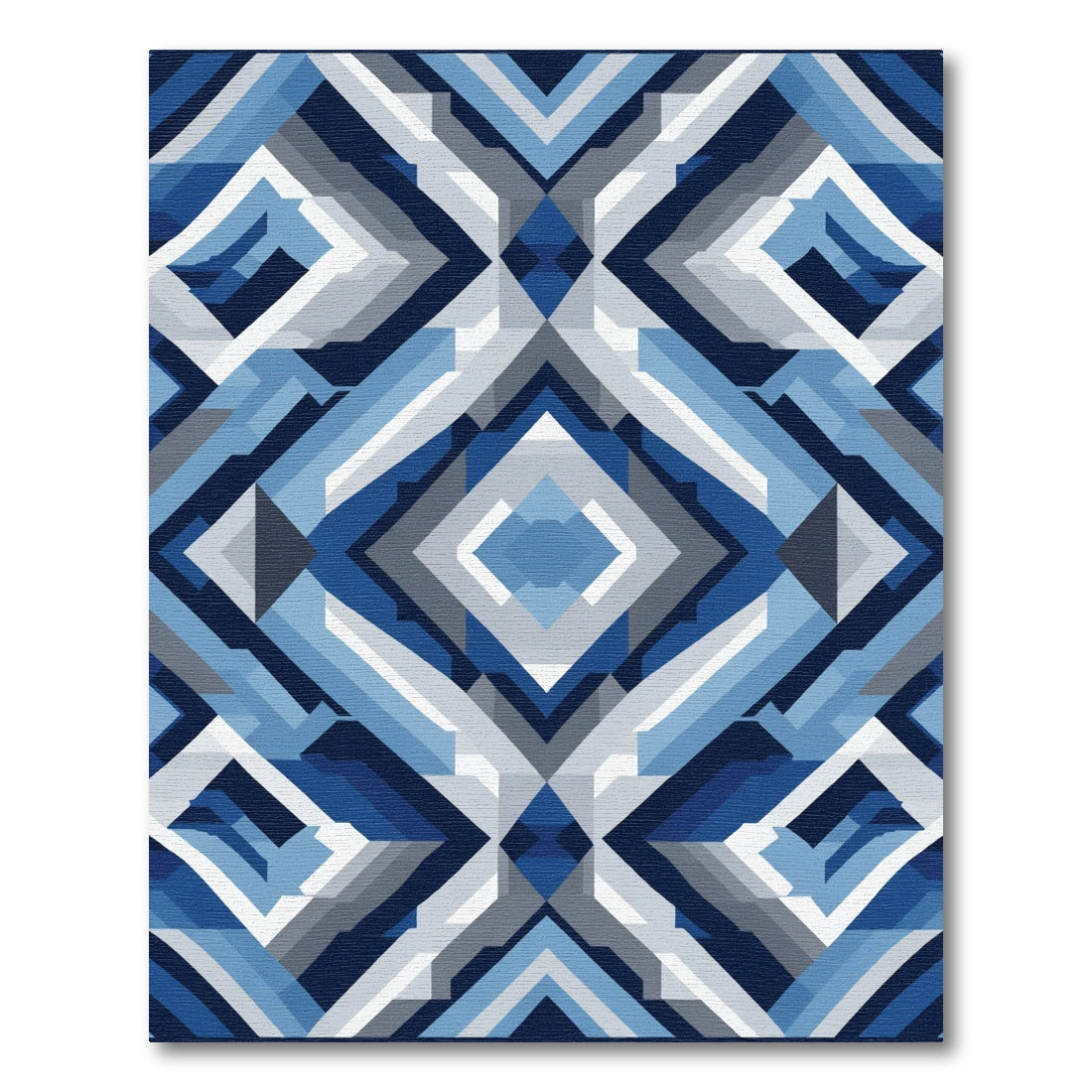 Geometric Blue Diamond Abstract Rendering Rug