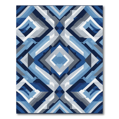 Geometric Blue Diamond Abstract Rendering Rug