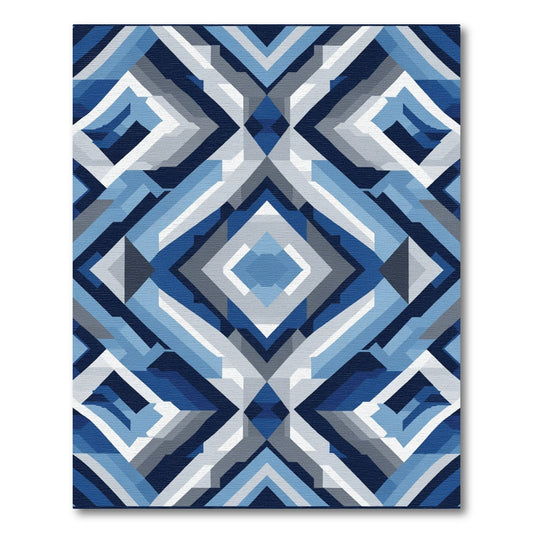 Geometric Blue Diamond Abstract Rendering Rug