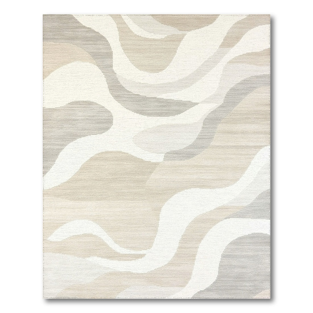 Beige Gray Abstract Waves Rug