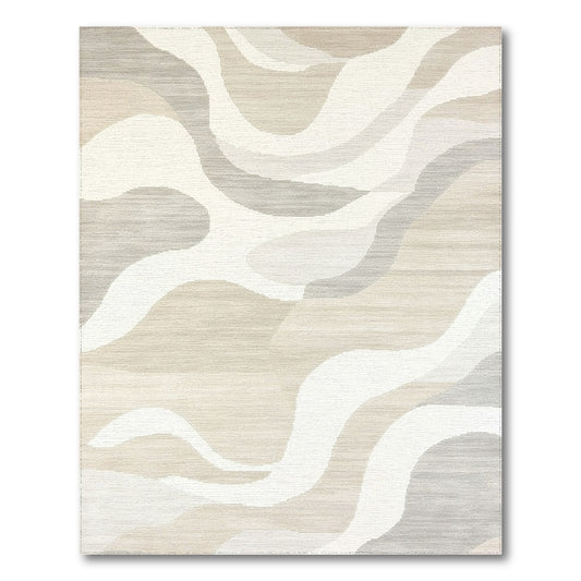 Beige Gray Abstract Waves Rug