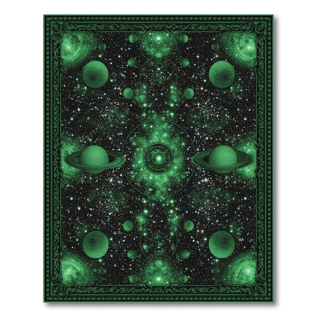 Green Celestial Orbit Area Rug