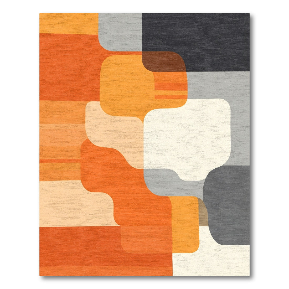 Modern Orange Geometric Blocks Rug
