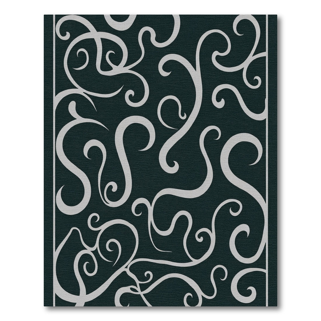 Dark Navy Light Swirl Vine Rug
