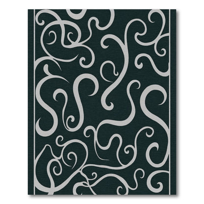 Dark Navy Light Swirl Vine Rug