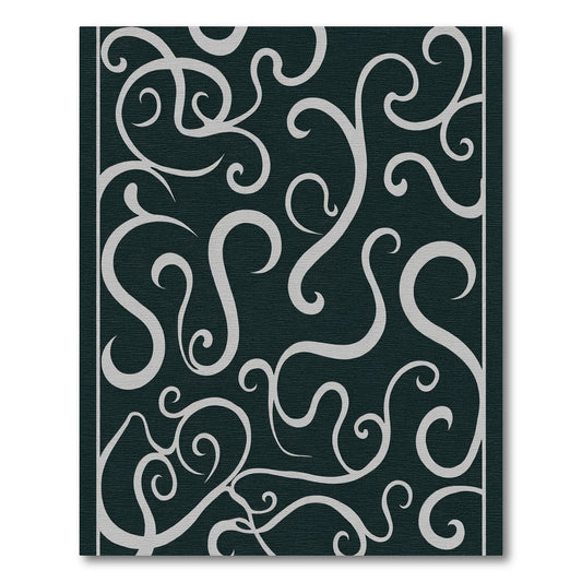Dark Navy Light Swirl Vine Rug
