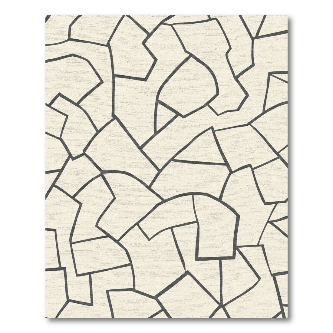 Abstract Cream and Charcoal Irregular Shapes Rug
