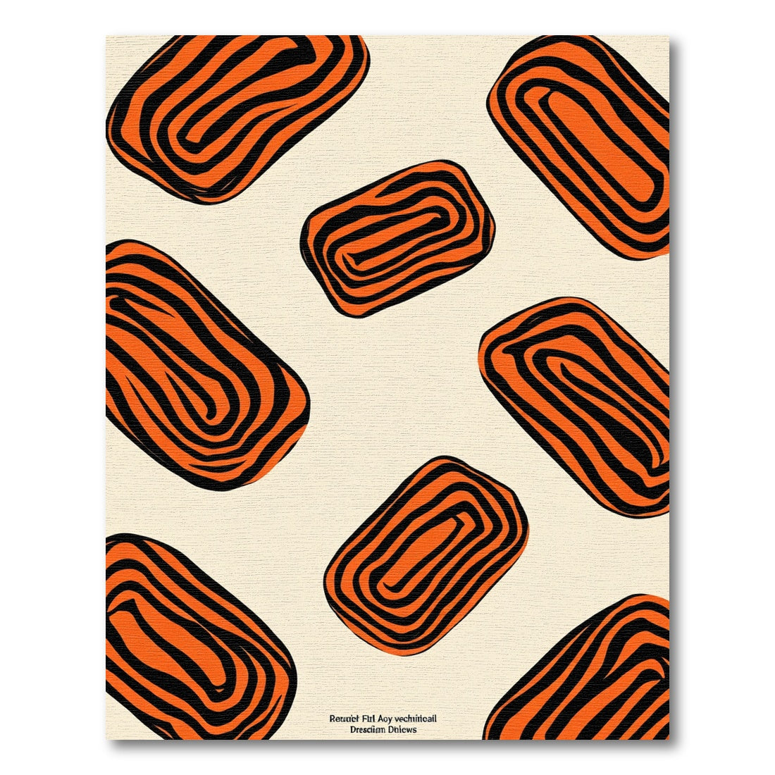 Bold Orange Black Swirl Blocks Rug