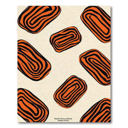 Bold Orange Black Swirl Blocks Rug