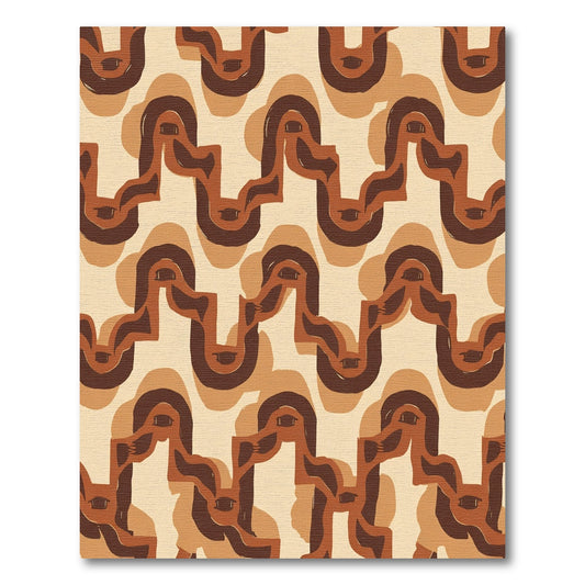 Retro Brown Wavy Abstract Composition Rug