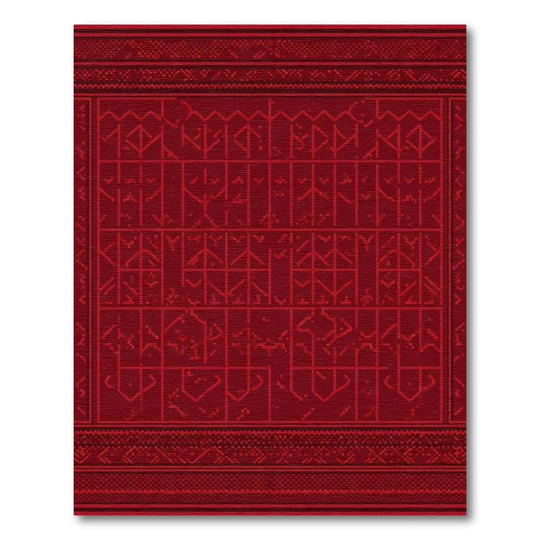 Deep Red Geometric Tribal Stripe Rug