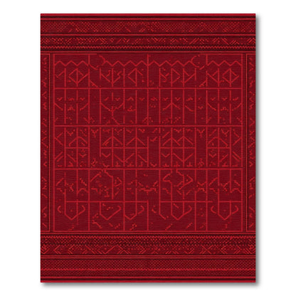 Deep Red Geometric Tribal Stripe Rug