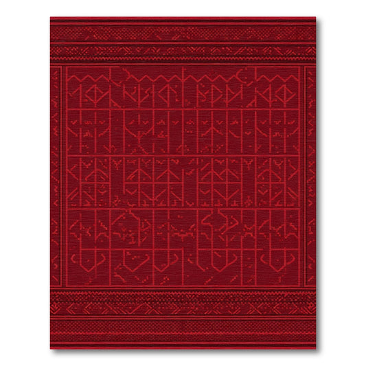 Deep Red Geometric Tribal Stripe Rug