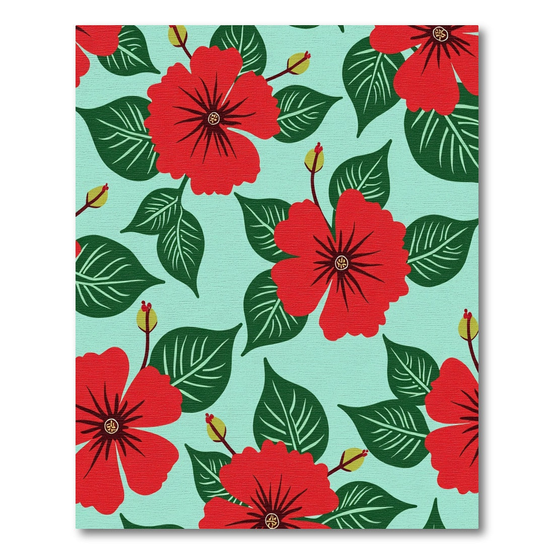 Red Tropical Hibiscus Floral Rug