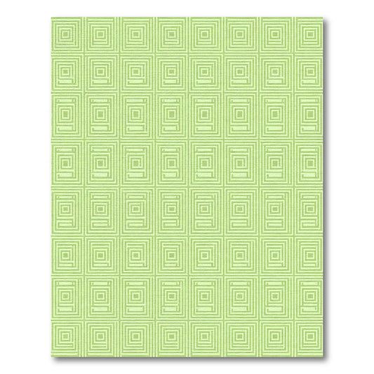 Pale Green Concentric Square Grid Rug